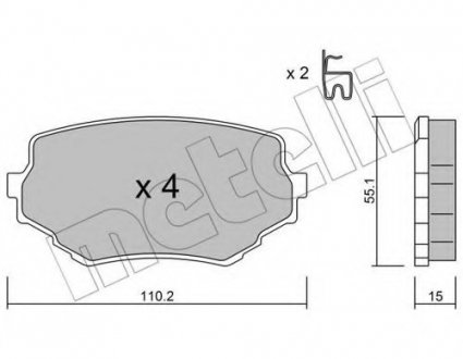 Комплект гальмівних колодок (дискових) 22-0249-0 Metelli 2202490