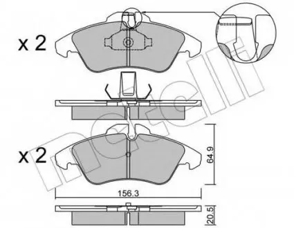Комплект гальмівних колодок (дискових) 22-0256-1 Metelli 2202561