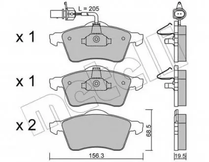 Комплект гальмівних колодок (дискових) 22-0263-1 Metelli 2202631