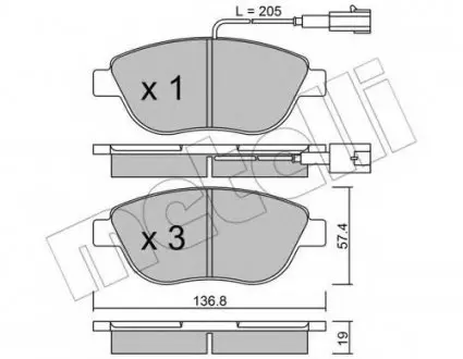 Комплект гальмівних колодок (дискових) 22-0322-0 Metelli 2203220