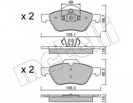 Комплект тормозных колодок, дисковый тормоз 22-0335-1 Metelli 2203351 (фото 1)