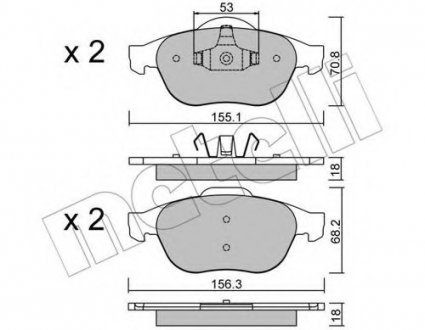 Комплект тормозных колодок, дисковый тормоз 22-0336-0 Metelli 2203360 (фото 1)