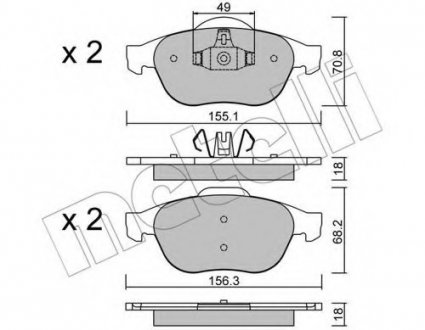 Комплект тормозных колодок, дисковый тормоз 22-0336-2 Metelli 2203362 (фото 1)