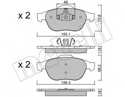 Комплект гальмівних колодок (дискових) 22-0336-2 Metelli 2203362