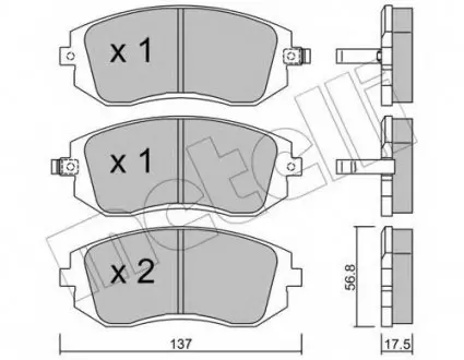 Комплект тормозных колодок, дисковый тормоз 22-0500-0 Metelli 2205000