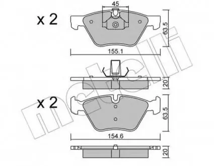Комплект тормозных колодок, дисковый тормоз 22-0557-3 Metelli 2205573