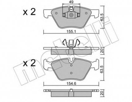 Комплект тормозных колодок, дисковый тормоз 22-0557-5 Metelli 2205575 (фото 1)