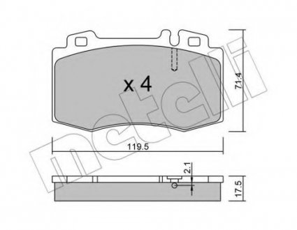 Комплект тормозных колодок, дисковый тормоз 22-0563-0 Metelli 2205630 (фото 1)