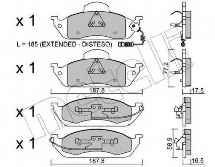 Комплект гальмівних колодок (дискових) 22-0569-0 Metelli 2205690