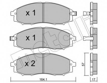 Комплект тормозных колодок, дисковый тормоз 22-0611-0 Metelli 2206110 (фото 1)