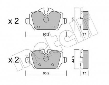 Комплект тормозных колодок, дисковый тормоз 22-0641-0 Metelli 2206410 (фото 1)