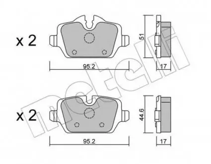 Комплект гальмівних колодок, дискове гальмо 22-0641-0 Metelli 2206410 (фото 1)