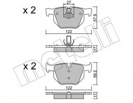 Комплект тормозных колодок, дисковый тормоз 22-0644-0 Metelli 2206440 (фото 1)