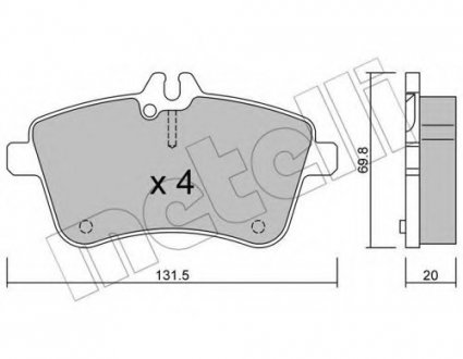 Комплект тормозных колодок, дисковый тормоз 22-0647-0 Metelli 2206470 (фото 1)