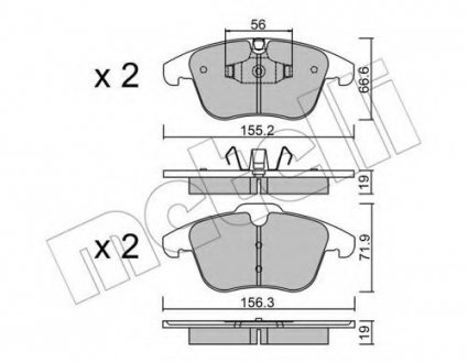 Колодки гальмівні (передні) Jaguar S-Type/XF/XK/XJ 02-15 22-0675-4 Metelli 2206754