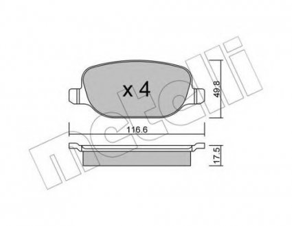 Комплект тормозных колодок, дисковый тормоз 22-0704-0 Metelli 2207040 (фото 1)
