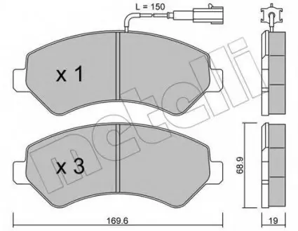 Комплект гальмівних колодок (дискових) 22-0709-0 Metelli 2207090