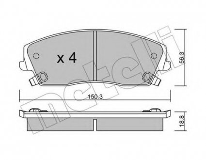 Колодки гальмівні (передні) Chrysler 300 04- 22-0716-0 Metelli 2207160