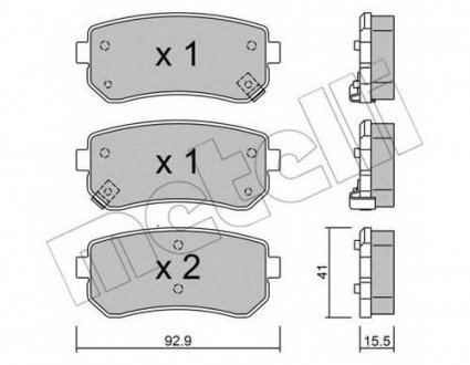 Комплект тормозных колодок, дисковый тормоз 22-0725-0 Metelli 2207250 (фото 1)