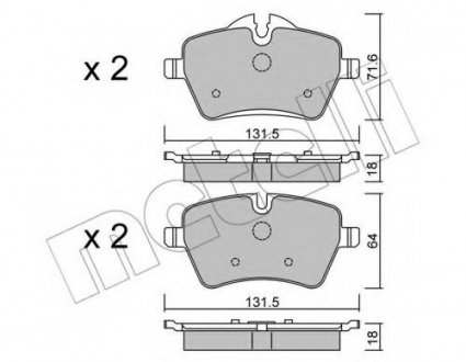 Комплект тормозных колодок, дисковый тормоз 22-0768-0 Metelli 2207680 (фото 1)