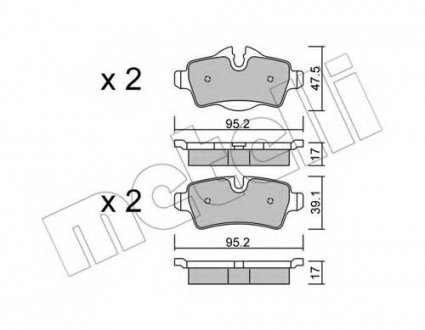 Комплект тормозных колодок, дисковый тормоз 22-0769-0 Metelli 2207690 (фото 1)