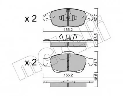 Комплект гальмівних колодок (дискових) 22-0800-0 Metelli 2208000