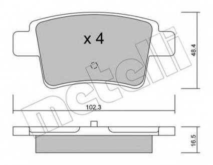 Комплект тормозных колодок, дисковый тормоз 22-0801-0 Metelli 2208010 (фото 1)