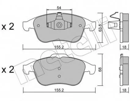 Колодки гальмівні (передні) Renault Megane III/Laguna III/Scenic III 08-/Clio 13- 22-0803-2 Metelli 2208032