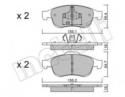 Комплект гальмівних колодок (дискових) 22-0817-0 Metelli 2208170