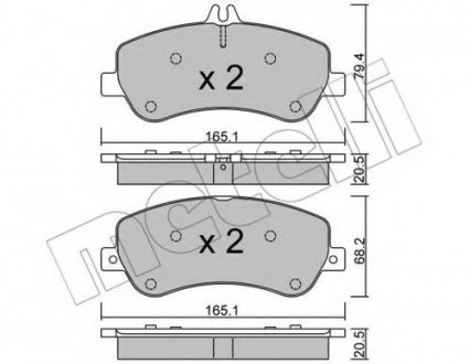 Комплект тормозных колодок, дисковый тормоз 22-0825-0 Metelli 2208250 (фото 1)