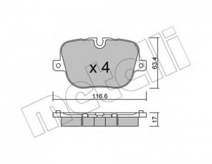 Комплект тормозных колодок, дисковый тормоз 22-0837-0 Metelli 2208370 (фото 1)
