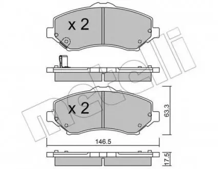 Колодки гальмівні (передні) Chrysler Grand Voyager/Dodge Caravan/Journey/Jeep Cherokee/Compass 07- 22-0862-0 Metelli 2208620
