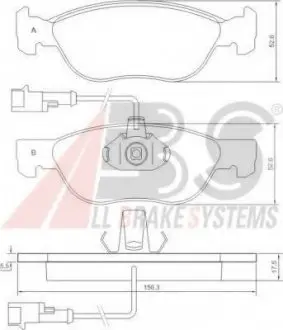 Тормозные колодки дисковые ABS A.B.S. 36893