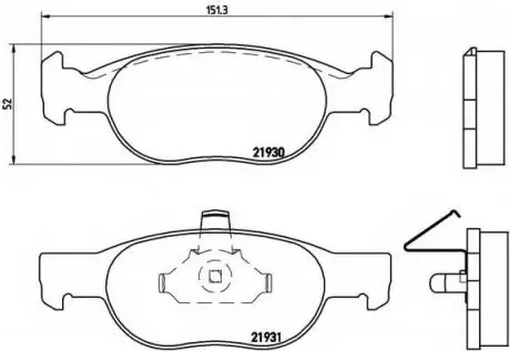 Комплект гальмівних колодок, дискове гальмо BREMBO P23073 (фото 1)