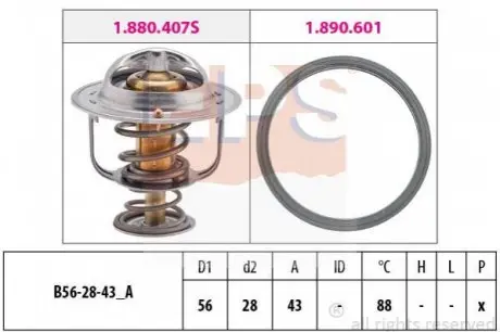 Термостат 88C Mitsubishi Carisma/Colt/Lancer Toyota Avensis/Corolla/Camry 00- EPS 1880408