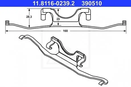 Притискна пластинка переднього супорта BMW E39 96-03 ATE 11811602392