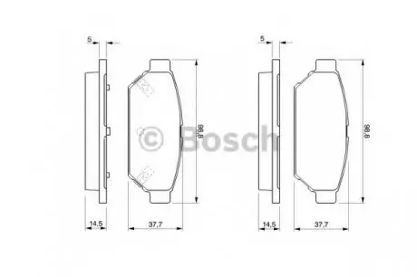 Комплект тормозных колодок, дисковый тормоз BOSCH 0986424464