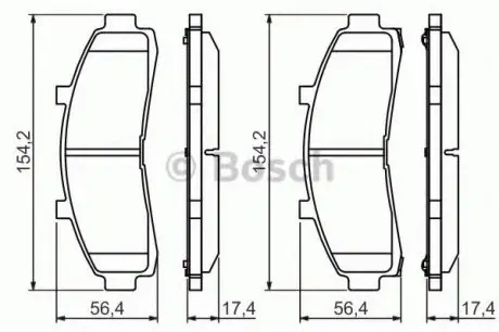 Комплект тормозных колодок, дисковый тормоз BOSCH 0986424656