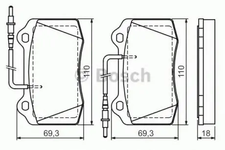 Комплект гальмівних колодок, дискове гальмо BOSCH 0986424658