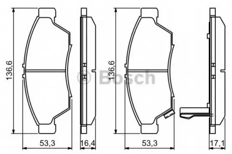Комплект тормозных колодок, дисковый тормоз BOSCH 0986494238