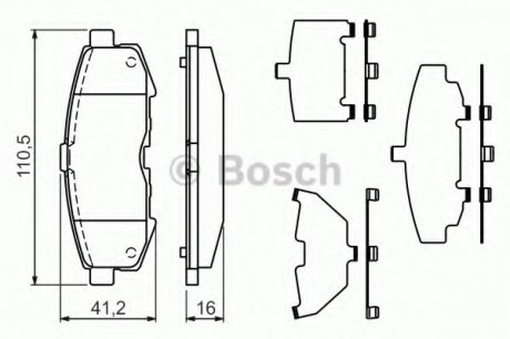 Комплект тормозных колодок, дисковый тормоз BOSCH 0986494319 (фото 1)