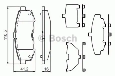 Комплект тормозных колодок, дисковый тормоз BOSCH 0986494319