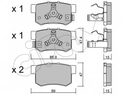 Гальмівні колодки зад. Civic 98-/Accord 90-03 (Akebono) (47,8x88,9x14,5) 822-173-1 CIFAM 8221731