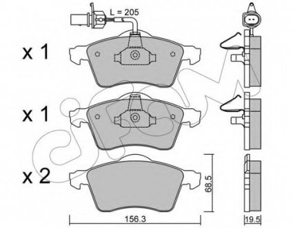 Комплект тормозных колодок, дисковый тормоз CIFAM 8222631 (фото 1)