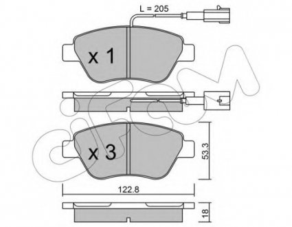 Комплект тормозных колодок, дисковый тормоз CIFAM 8223210 (фото 1)