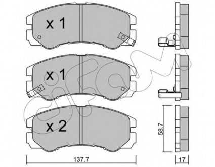 Комплект тормозных колодок, дисковый тормоз CIFAM 8223570 (фото 1)