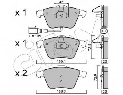 Гальмівні колодки перед. Caddy III/Golf V/Passat B6/Octavia A5 822-549-4 CIFAM 8225494
