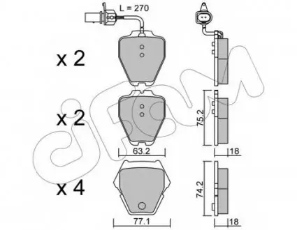 Гальмівні колодки перед. VW Phaeton 02-07 (TRW) 822-774-1 CIFAM 8227741
