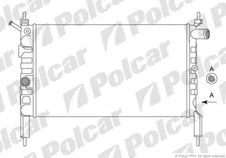 Радіатори охолодження 520x322x32 A/P хутро. КПП=M AC=(-) OPEL ASTRA F 91- 1389ccm 14NV (PJ) Polcar 550708B1