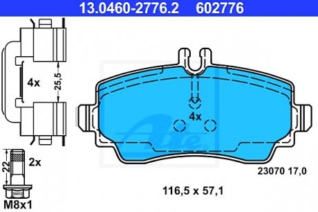 Комплект тормозных колодок, дисковый тормоз ATE 13046027762 (фото 1)